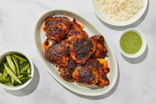 Tandoori chicken dish made with moji masala® spice blend