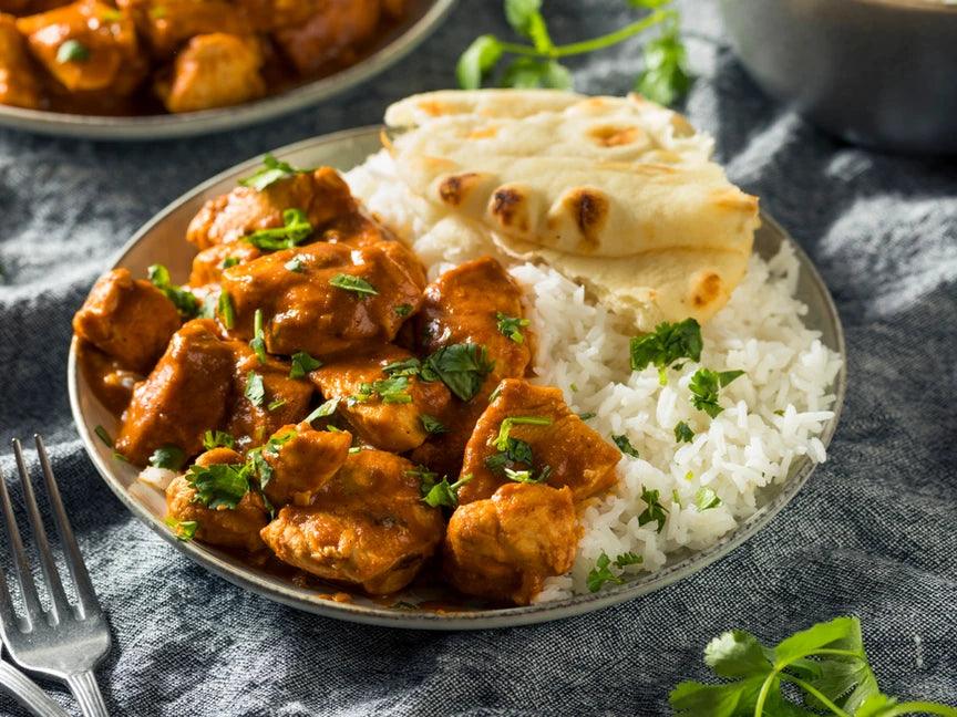 This is a bowl of moji masala Chicken Tikka Masala