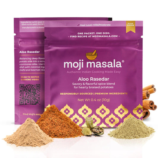 Vegan Indian cooking - plant-based curries with moji masala organic spice blends