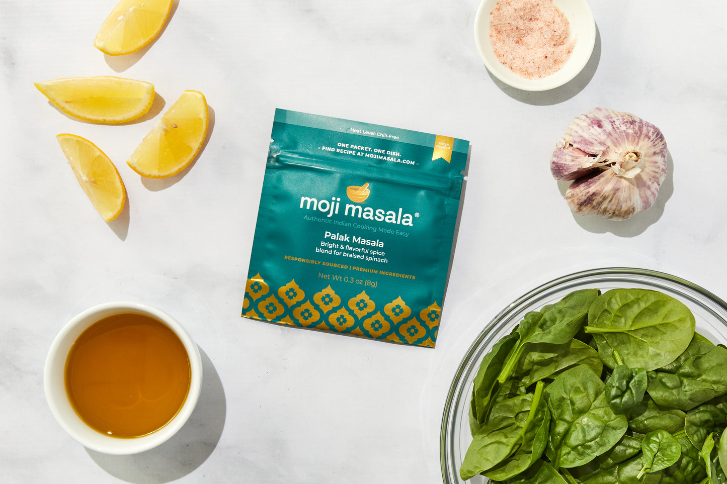 Palak Masala spinach curry finished dish — moji masala® Vegan Gift Set