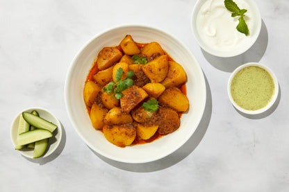 Aloo Rasedar potato curry served — moji masala® Vegan Indian Spice Gift Set