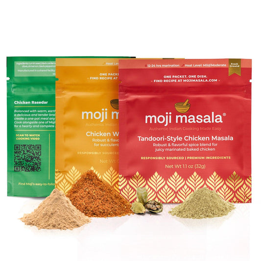 Indian Chicken Spice Bundle with Chicken Curry, Tandoori Chicken, and Masala Wings | Moji Masala®
