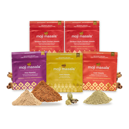 Tandoori Chicken Dinner Set | 2 Tandoori + 3 Veggie Sides · 5 Spice Packets